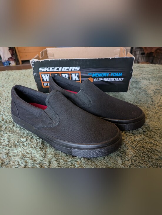 Skechers Shoes - Skechers Black Slip-On Canvas Work Wear Sz 8.5